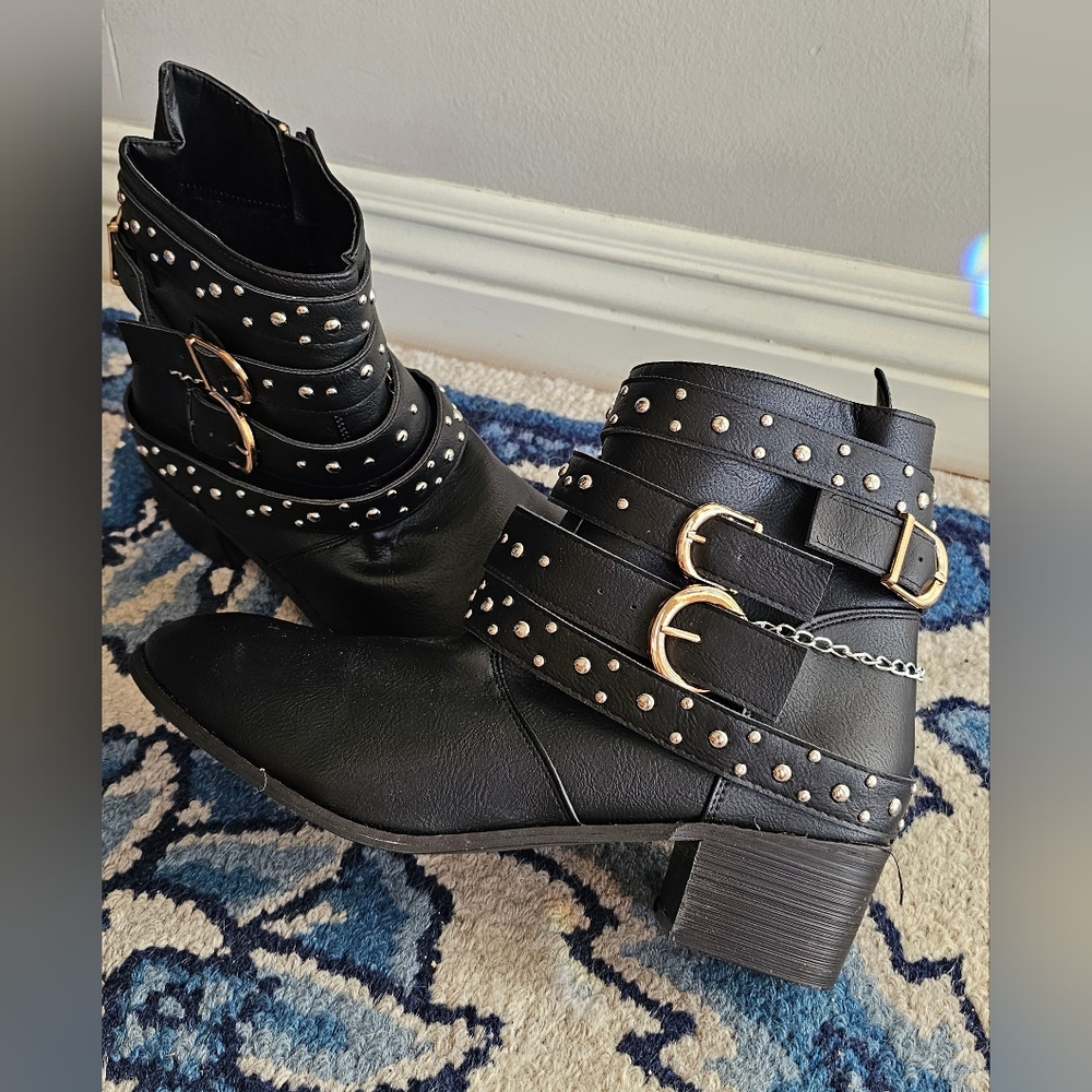 Studded Black Ankle Boots
